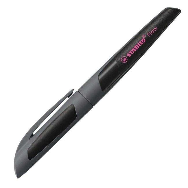 Caneta Tinteiro Flow Cinza Tinta Azul Stabilo
