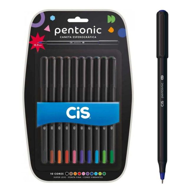 Canetas Esferográficas com 10 Cores Pentonic 0.7mm Cis