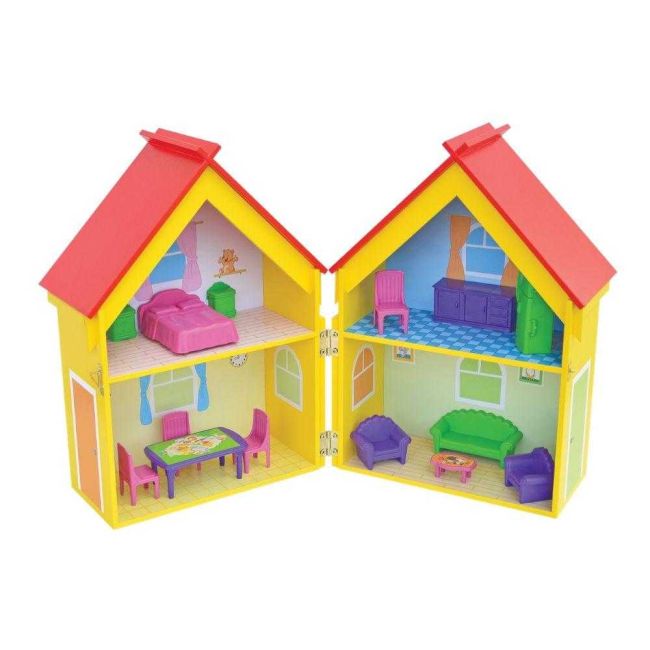 Casinha de Boneca em Madeira Brinquedo com Kit de Móveis Junges