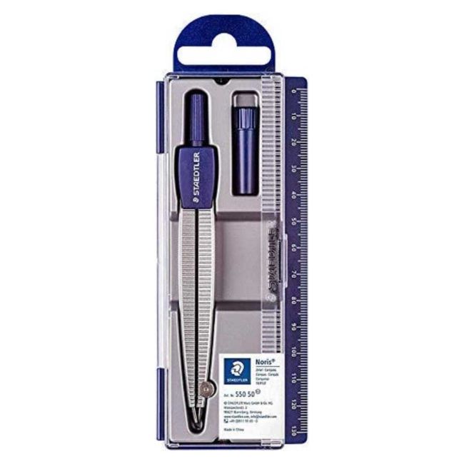 Compasso Staedtler Noris 550 Azul Metal Estojo com Grafite