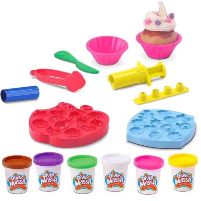 Conjunto de Massinhas de Modelar Confeitaria Divertida Divertoys