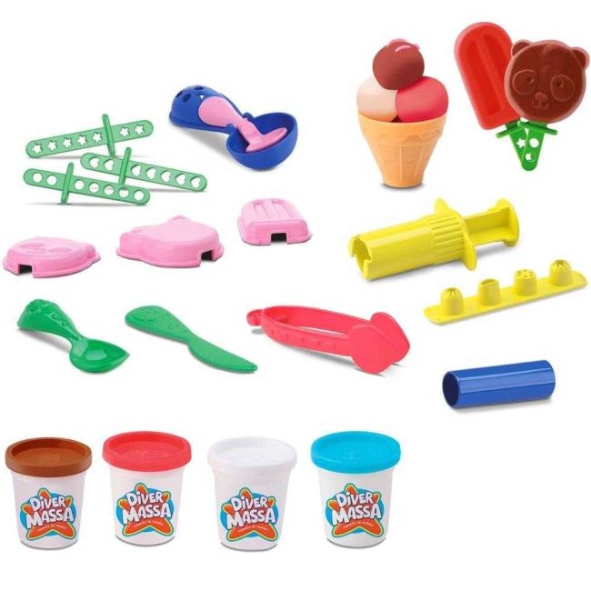 Conjunto de Massinhas de Modelar Sorveteria Divertoys