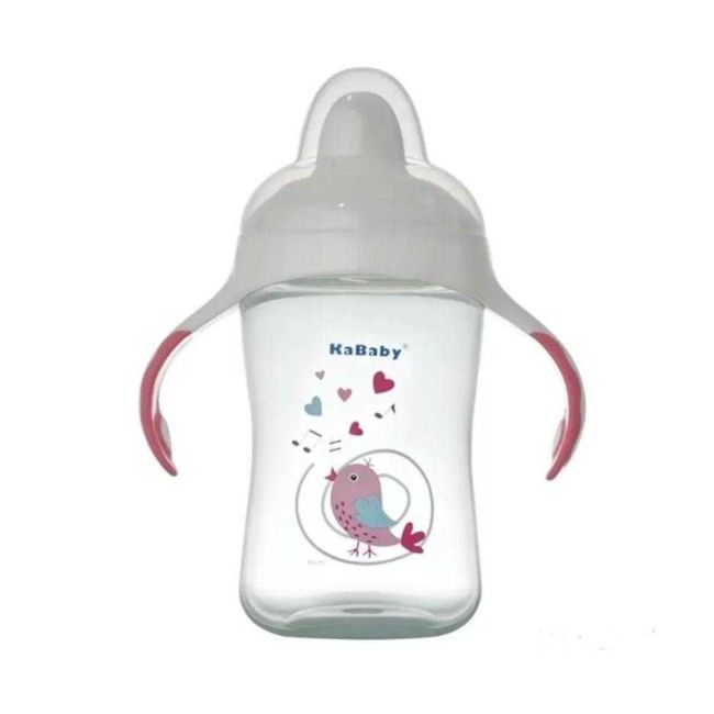 Copo 300ml Bico de Silicone com Alças Pássaro Rosa KaBaby
