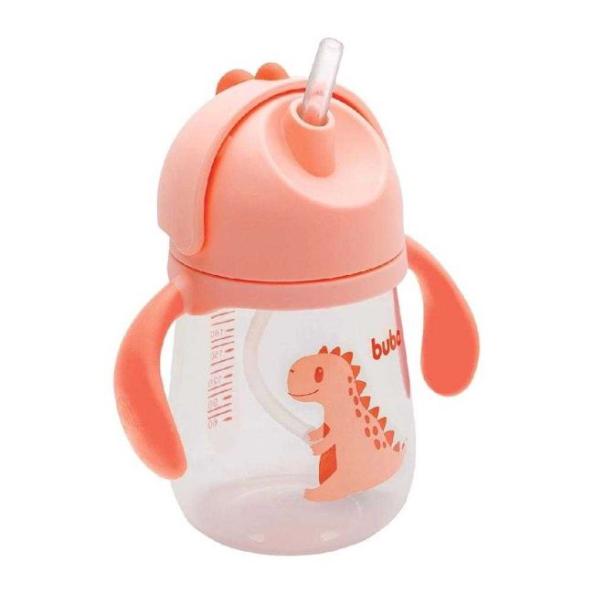 Copo de Transição com Canudo e Válvula Dino Rosa Buba