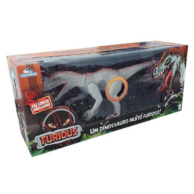 Dinossauro Furious Cinza com Som Adijomar