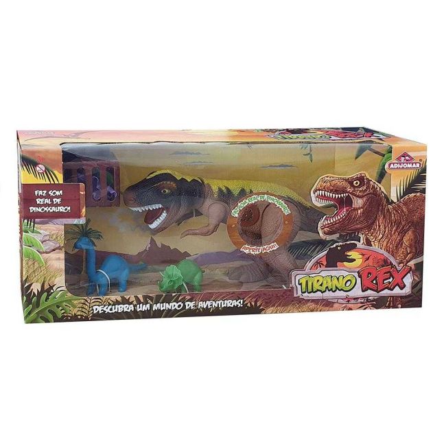 Dinossauro Tirano Rex Marrom com Som Adijomar