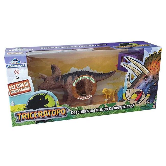 Dinossauro Triceratopo Marrom com Som Adijomar