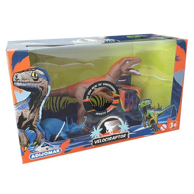 Dinossauro Velociraptor com Som Marrom Adijomar