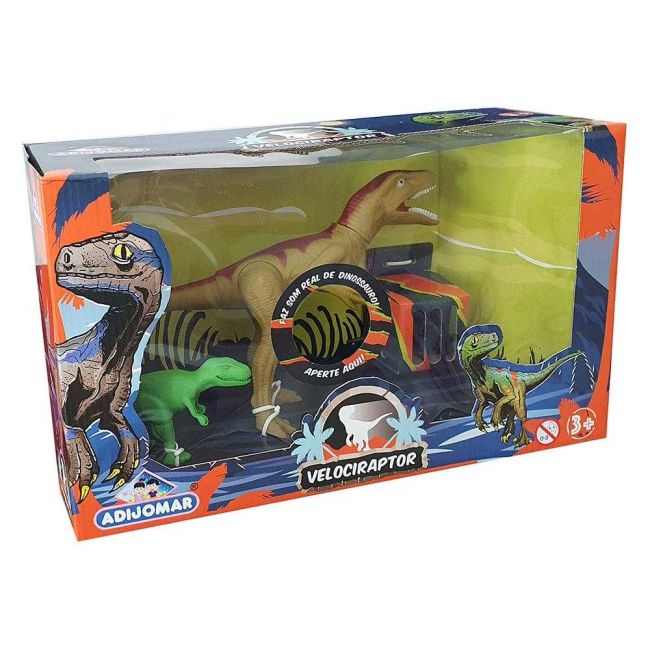 Dinossauro Velociraptor com Som Verde Adijomar