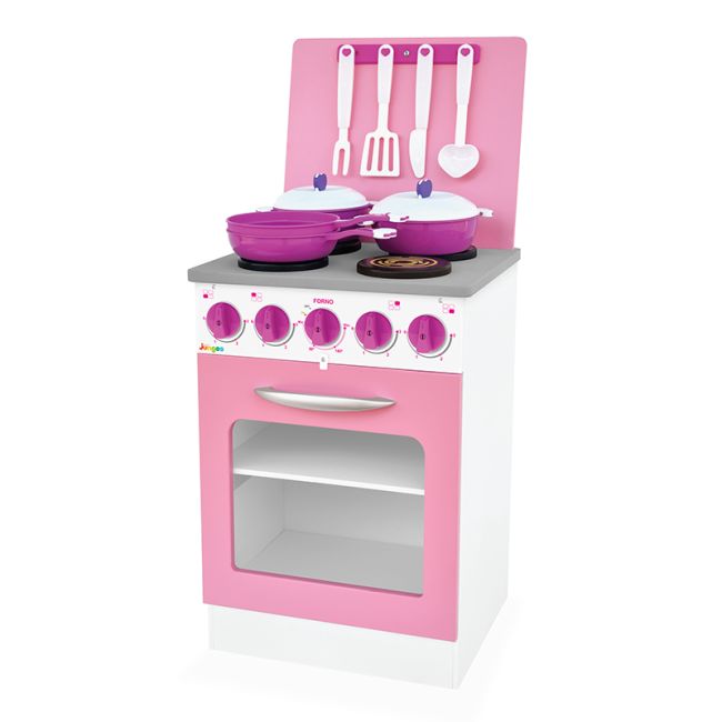 Fogão Super Chef Rosa em Madeira Brinquedo Infantil Junges