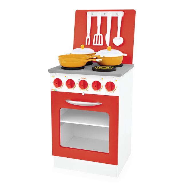 Fogão Super Chef Vermelho em Madeira Brinquedo Infantil Junges