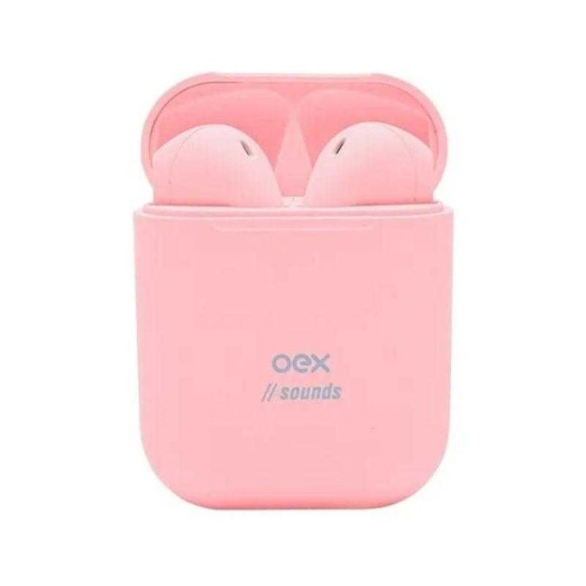 Fone de Ouvido sem Fio Bluetooth Rosa Pastel TWS11 Oex