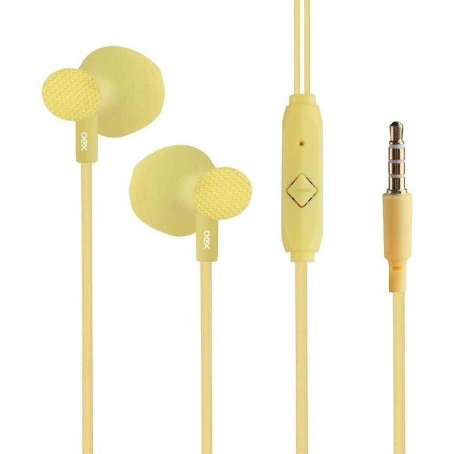 Fone de Ouvido Sweet Stereo com Microfone Amarelo Pastel Oex