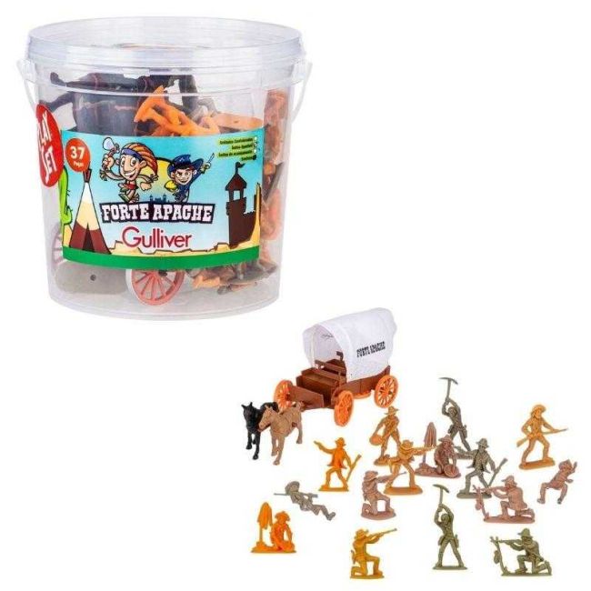 Forte Apache Conjunto de Cowboys e Carroça 37 Peças Brinquedo Gulliver