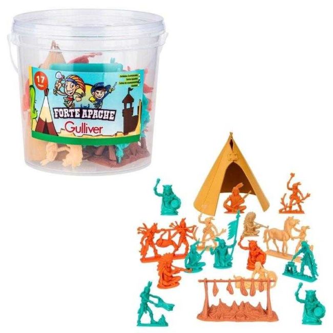 Forte Apache Conjunto Índios do Acampamento 17 Peças Brinquedo Gulliver