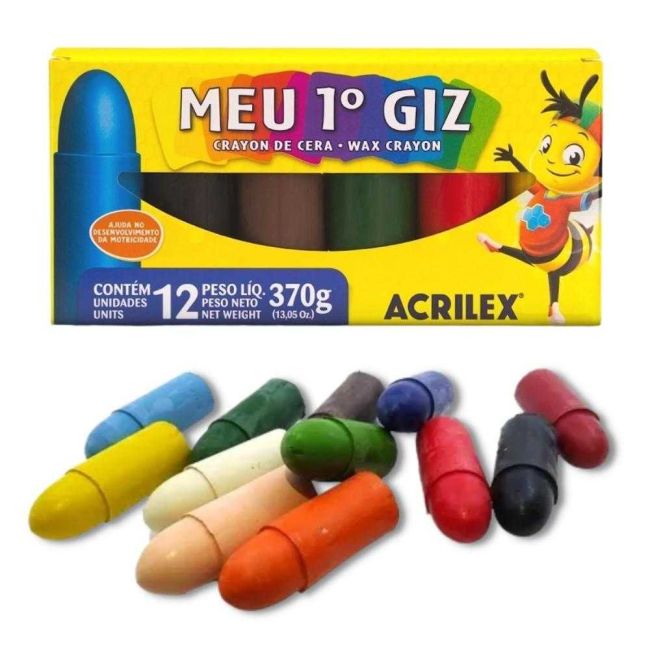 Giz de Cera Meu Primeiro Giz 12 Cores 370g Acrilex