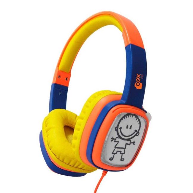 Headphone Infantil Cartoon Laranja e Azul com Cabo Oex Kids