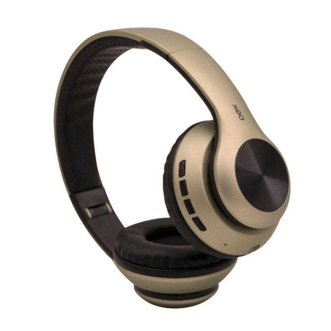 Headset Bluetooth Glam Microfone Entrada Micro SD Rádio FM Dourado Oex