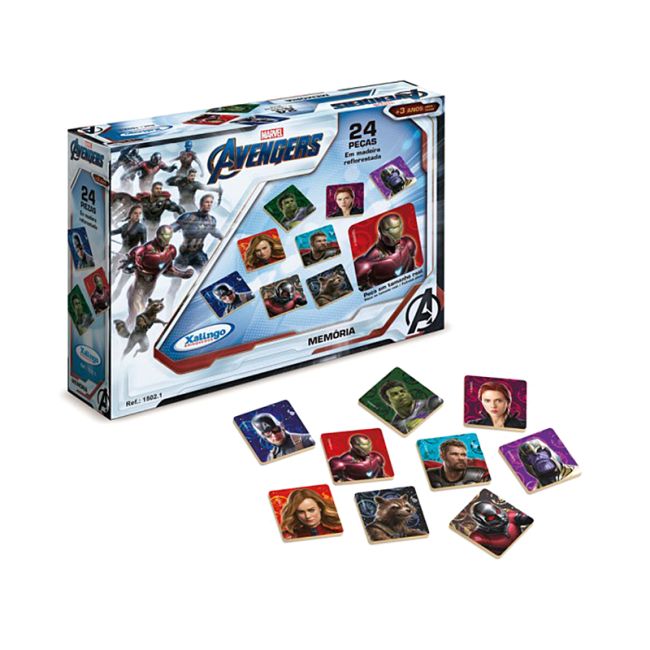 Jogo de Memória Avengers 24 Peças em Madeira Xalingo