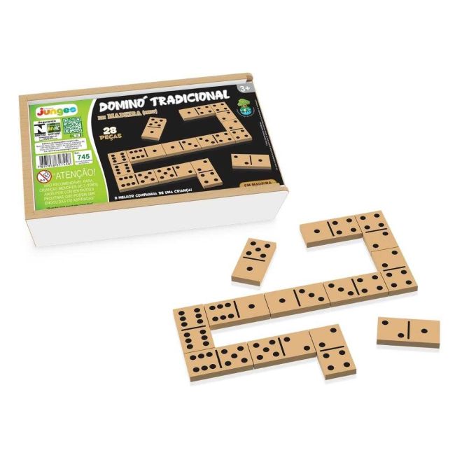 Jogo de Mesa Dominó 28 Peças Tradicional Madeira Junges