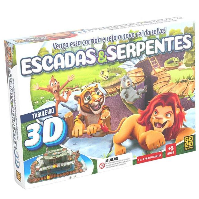 Jogo de Tabuleiro 3d Escadas e Serpentes Grow