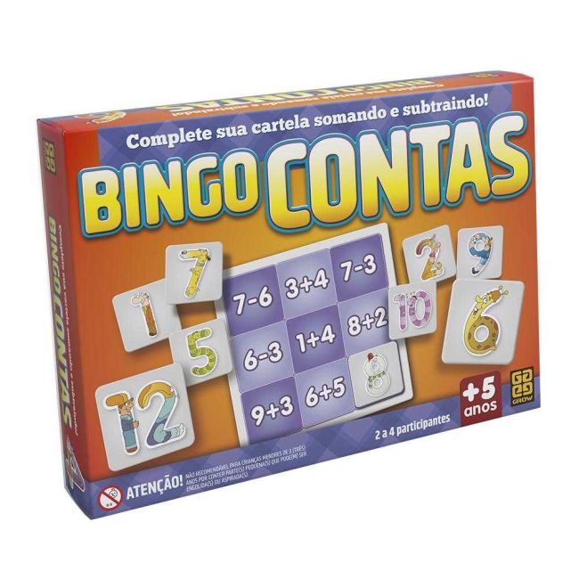 Jogo Educativo Infantil Bingo Contas Grow