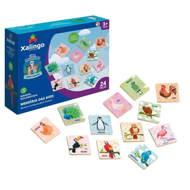 Jogo Infantil Passatempo Memória das Aves Xalingo