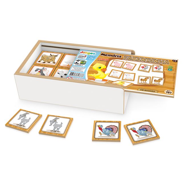 Jogo Memória Fazendinha Estojo Brinquedo Educativo Junges