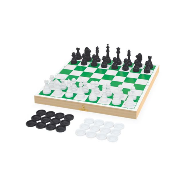 Jogo Xadrez e Damas Escolar Brinquedo Infantil Junges