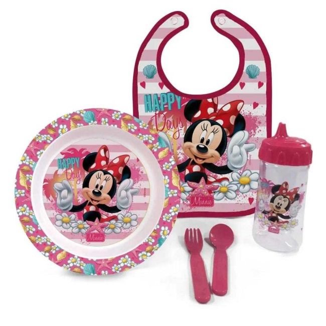Kit Alimentação Pratinho Bowl Infantil Bebê Minnie Disney BabyGo