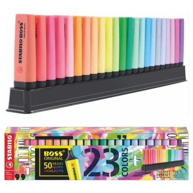 Kit Caneta Marca Texto 23 Cores Boss 7023-01 Stabilo