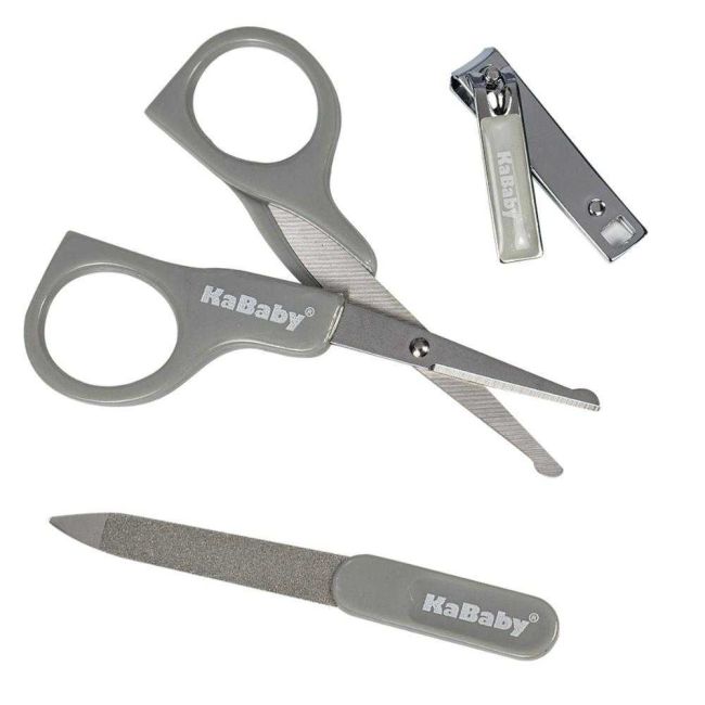 Kit Higiene Cuidados para Bebê com Estojo Cinza KaBaby
