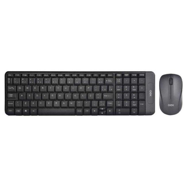 Kit Teclado e Mouse Óptico sem Fio USB Wireless Oex