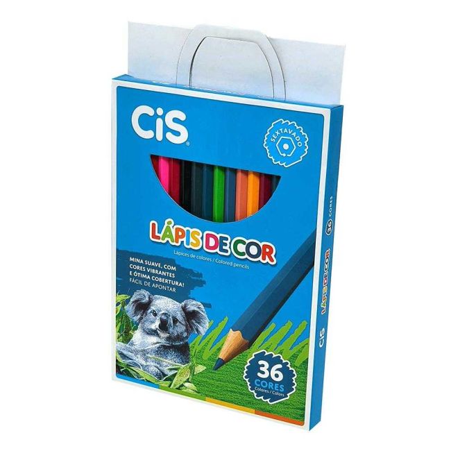 Lápis de Cor 36 Cores Sextavado Plastic Cis