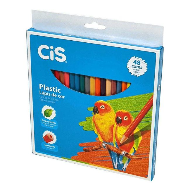 Lápis de Cor 48 Cores Sextavado Plastic Cis
