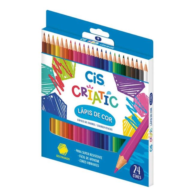 Lápis de Cor Criatic 24 Cores Sextavado Cis