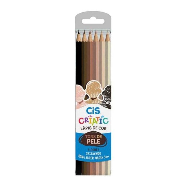 Lápis de Cor Criatic Sextavado 6 Cores Tons de Pele Cis