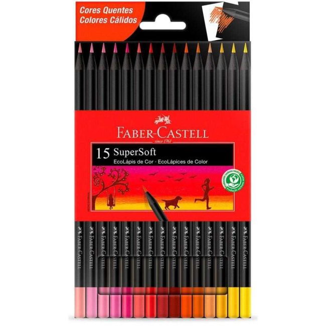 Lápis de Cor EcoLápis Super Soft 15 Cores Quentes Redondo Faber-Castell
