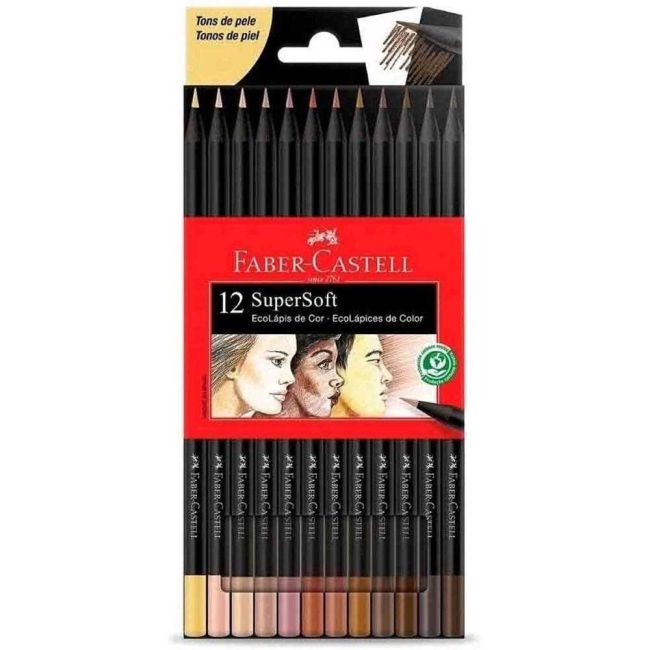 Lápis de Cor EcoLápis Super Soft 12 Cores Tons de Pele Redondo Faber-Castell