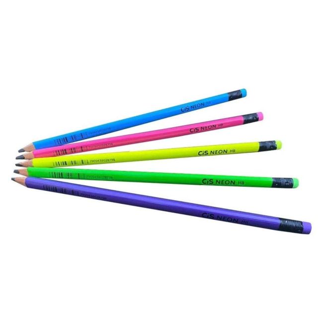 Lápis Grafite Hb Triangular Neon com Borracha 1 Und Sortida Cis