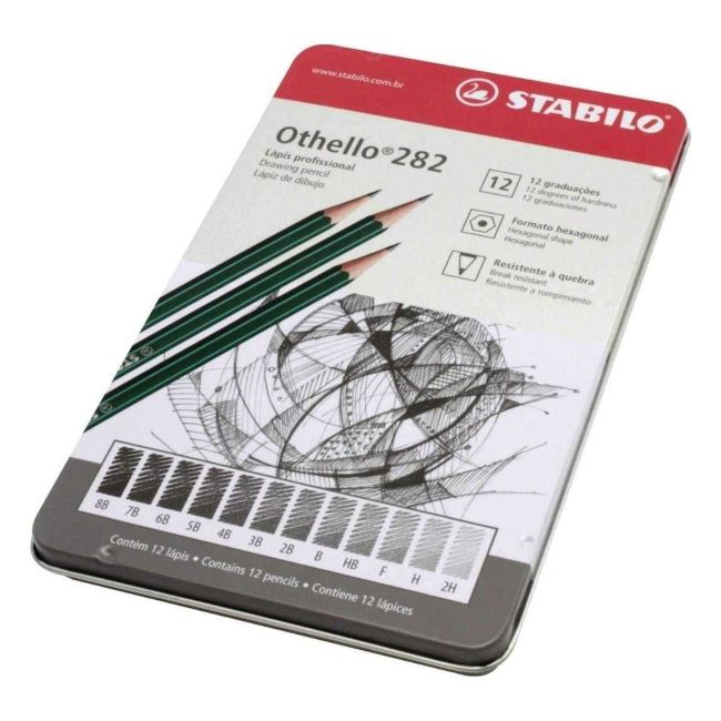 Lápis Preto Profissional Othello 2H/H/F/HB/B/2B/3B/4B/5B/6B/7B/8B Stabilo