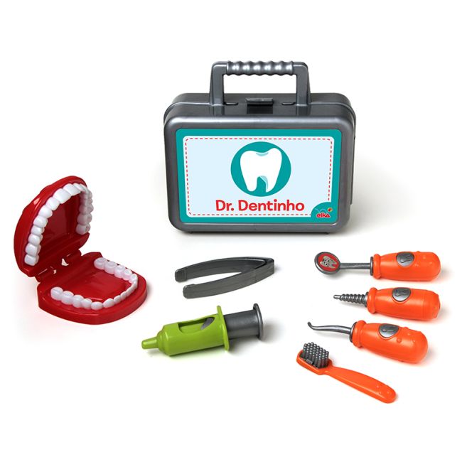 Maleta Médica Kit Dentista Infantil Dentinho 8 Peças Elka