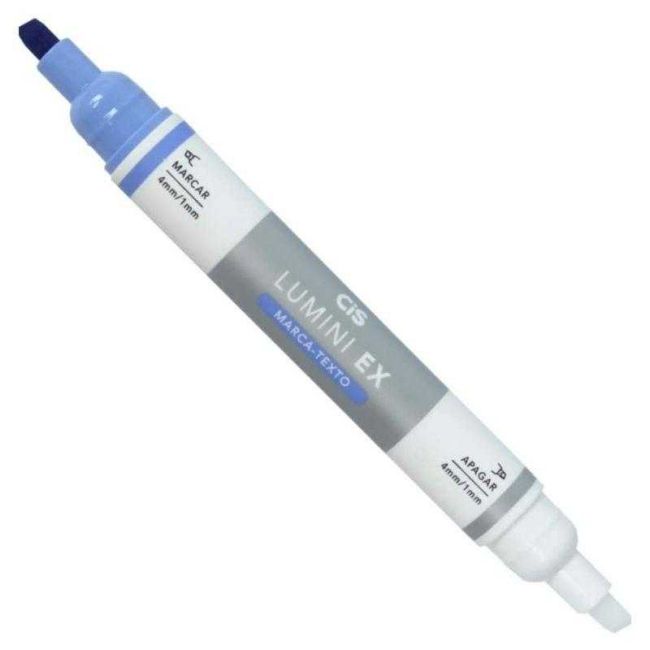 Marca Texto Apagável Ponta Dupla Lumini Ex Azul Cis