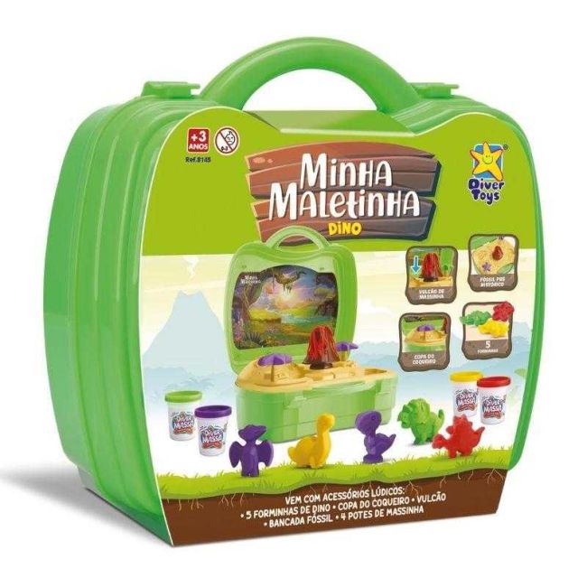 Minha Maletinha Dinossauro Vulcão Massinhas e Forminhas Divertoys