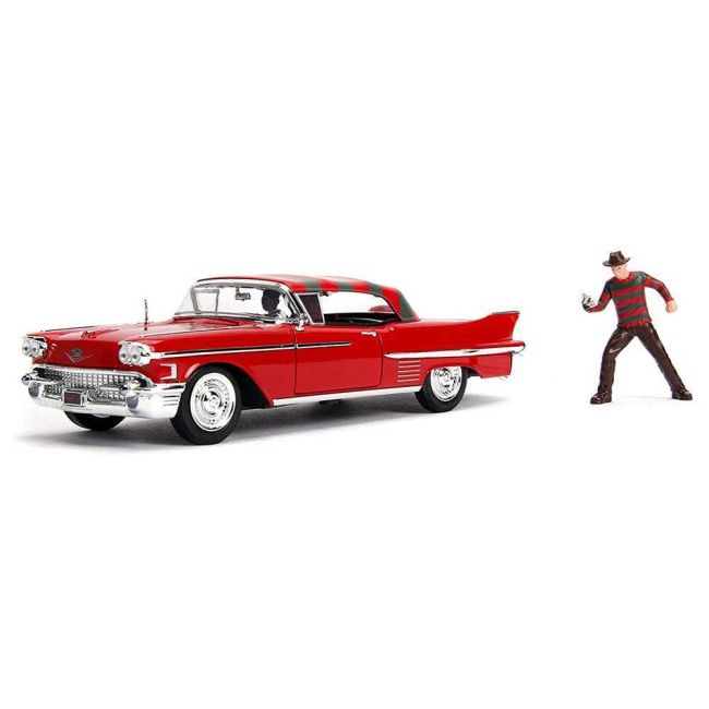 Miniatura Cadillac Série 62 1958 1:24 Figura Freddy Krueger Jada Toys