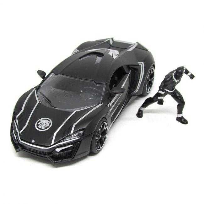 Miniatura Lykan Hypersport e Figura Pantera Negra Vingadores em Metal 1:24 Jada Toys