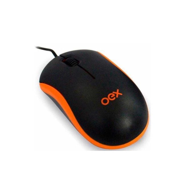 Mouse Óptico com Fio USB Design Ergonômico Laranja Oex