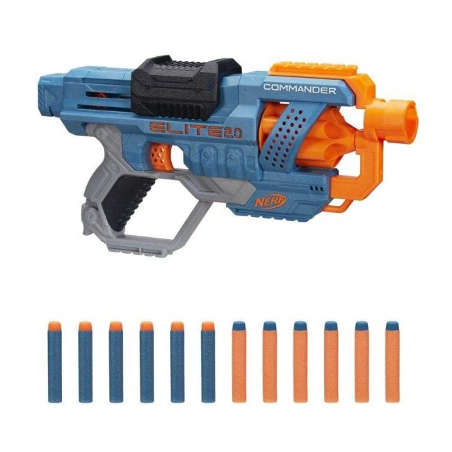 Nerf Elite 2.0 Commander RD-6 com 12 Dardos Lança Até 21 Metros Hasbro