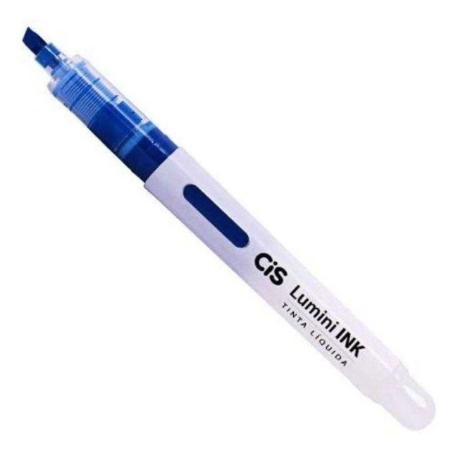 Pincel Marca Texto Lumini Ink Tinta Líquida Azul Neon Cis