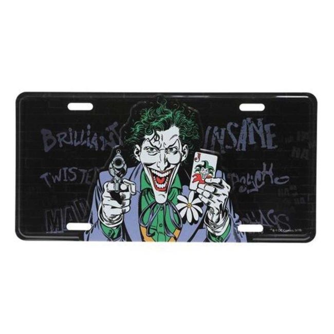 Placa Decorativa de Carro em Metal The Joker 15x30cm Piticas